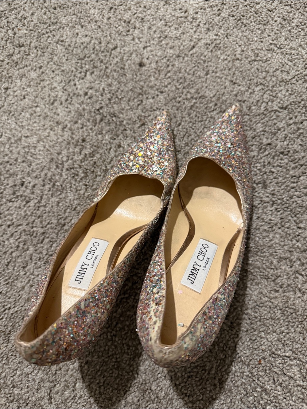 Jimmy Choo Multicolor Glitter Pointed Flats